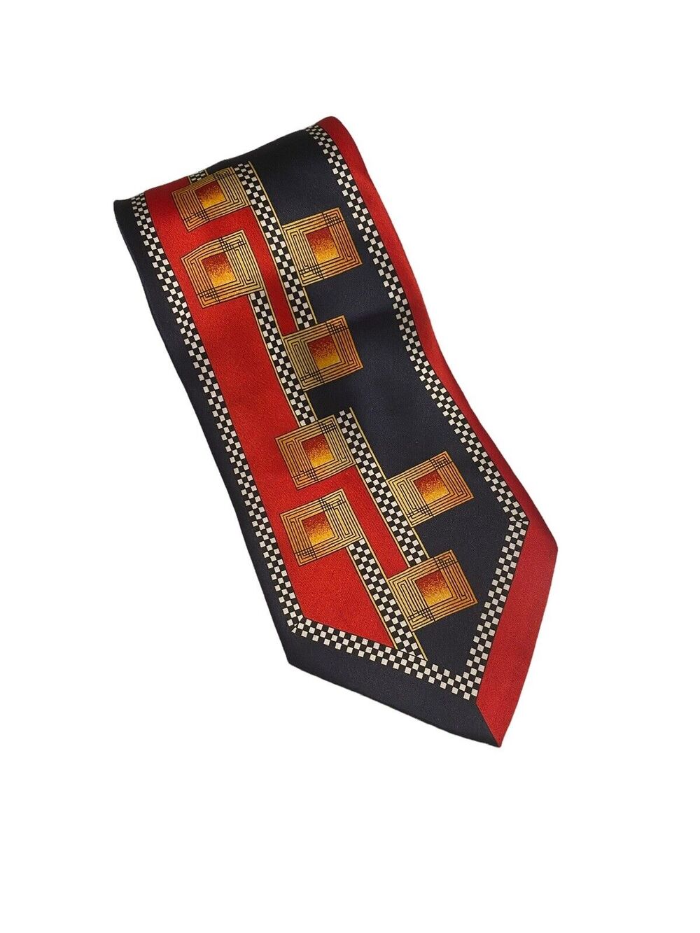 Luciano Gatti Elite Silk Neck Tie Geometric Red Blue Gold Made In Italy